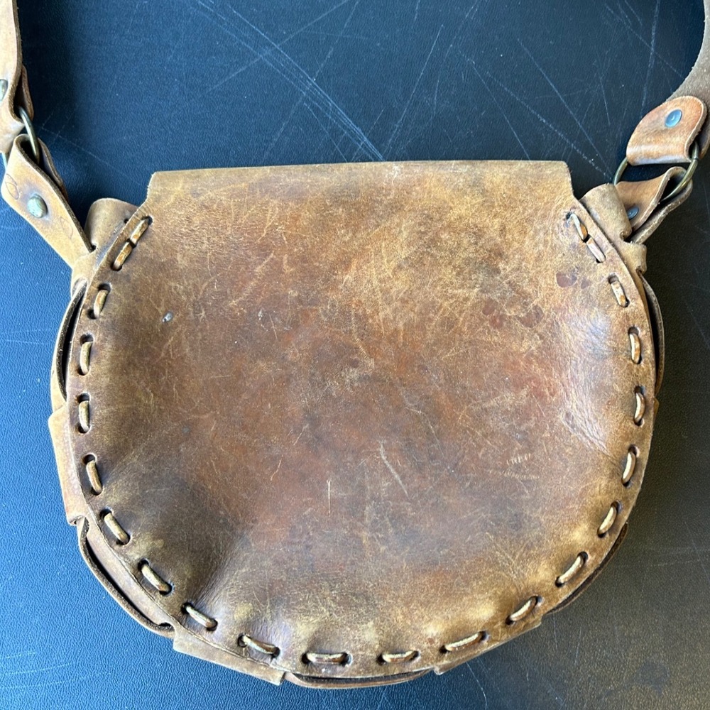 Vintage Leather Shoulder Bag Boho Hippie Satchel Crossbody Purse Bag Coachella - Picture 3 of 12
